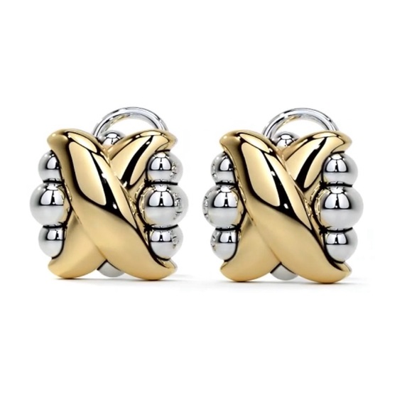 LAGOS Jewelry - LAGOS Embrace Two-Tone X Omega Clip 11MM Earrings